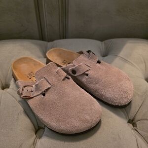 Betula By Birkenstock Suede Buckle Boston Clogs